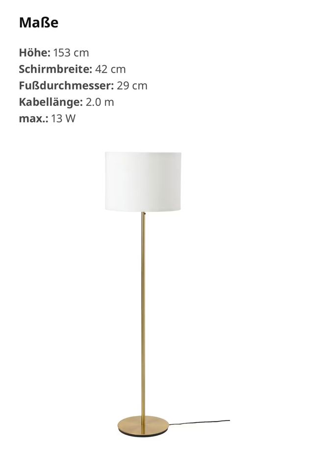 IKEA Lampe Ringsta - Skaftet Stehlampe Gold Messing - Ikea in Voerde (Niederrhein)