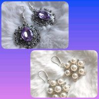 Ohrringe Ohrschmuck Ornament Weiß Violett Strasssteine Blume Hessen - Kaufungen Vorschau