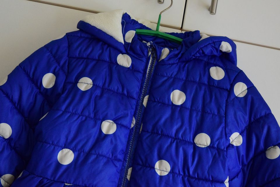 NEXT Jacke 110 116 Polka Punkte blau süß Winter Mantel Anorak in Aurich