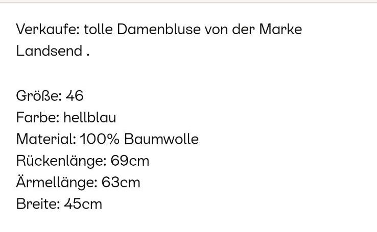 Lends end ♥️Damen Bluse ♥️Größe 46 neuwertig in Bad Saulgau