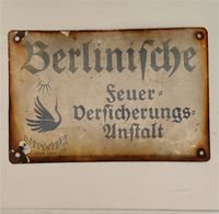 Altes Emailschild  Schild Berlinische Feuerversicherung Anstalt Bayern - Rödental Vorschau