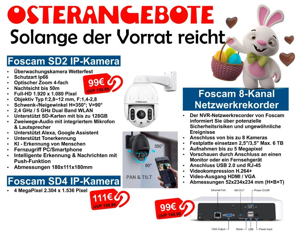 Foscam IP Kamera SD2 SD4 & NVR - Neu Rechnung & Garantie ab 99€ in Wetzlar