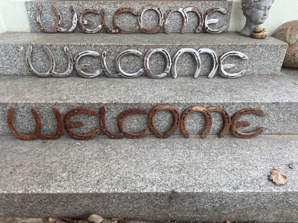 Welcome Schild Hufeisen Deko Pferd Kunst Garten in Roßtal