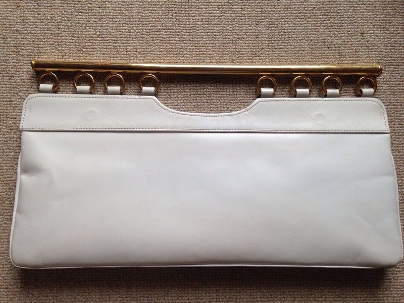 weiße Lederclutch Goldgriff 60er Original Clutch Vintage Tasche in Berlin