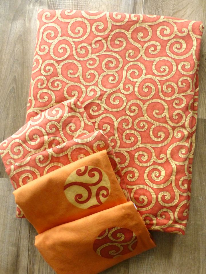 2 Bettbezüge 150 x 195 cm "Irisette" Orange-gelb mit Reißverschlu in Löhne
