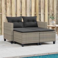 Gartensofa 2-Sitzer mit Hockern Hellgrau Poly Rattan Bett Couch Hessen - Weilburg Vorschau