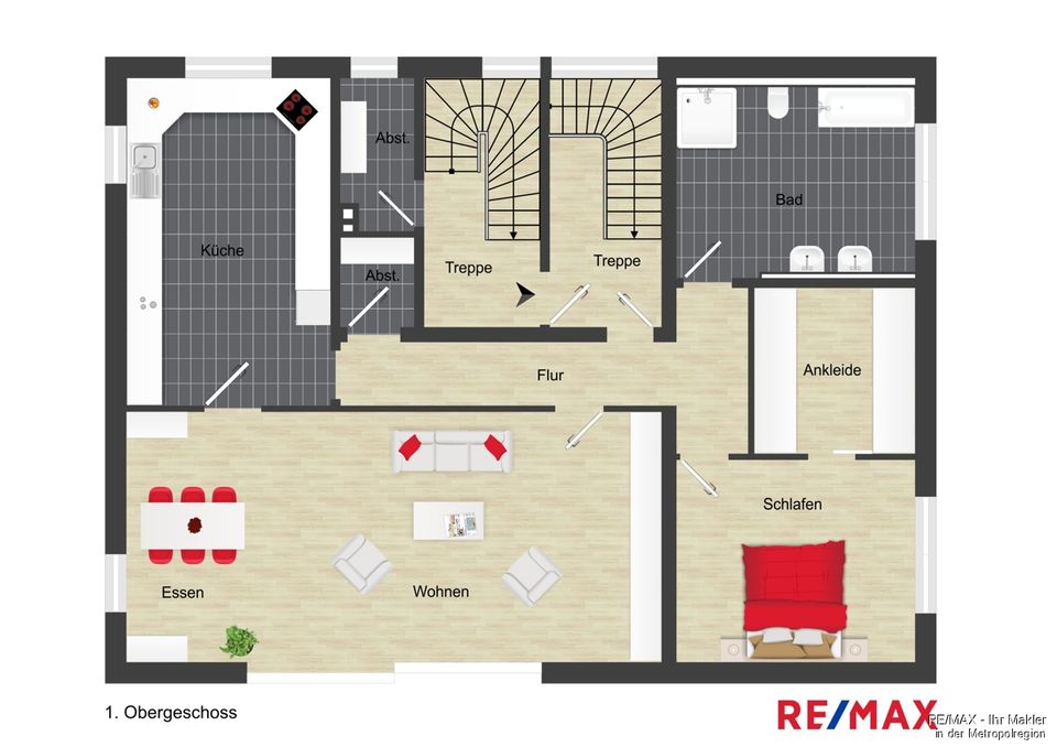 Moderne und großzügige Wohnung mit Einbauküche und Süd-Balkon in Petersaurach