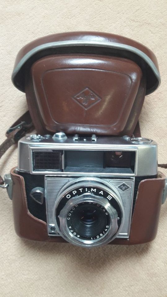 AGFA Optima III Kamera, 50er/60er Jahre mit Lederetui in Taunusstein