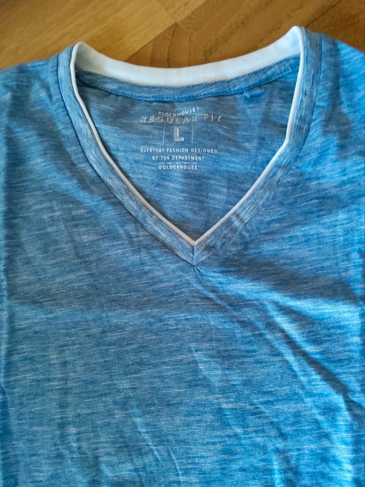 T-Shirt,  Gr.  L,  hellblau/ weiß gestreift,  NEU,  clockhouse in Ense
