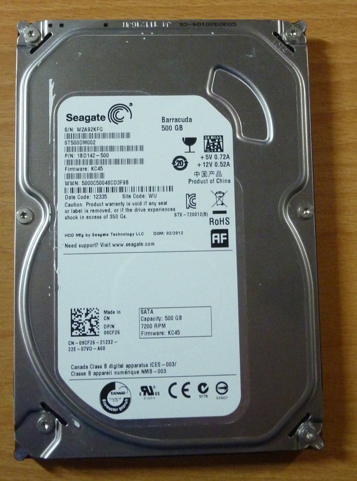 Festplatte Seagate 500 GB HDD SATA 3,5 Zoll in Mönsheim