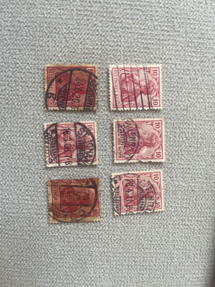 Briefmarke DEUTSCHES REICH, Germania 10 Pfennig, Gestempelt in Krefeld