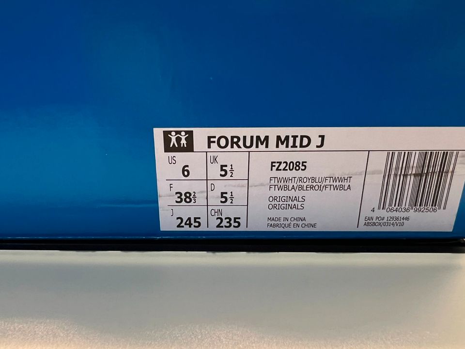 Adidas, Forum  Mid J, Gr. 5 1/5, Unisex, weiß/blau in Witzhave