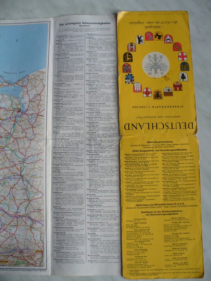 Strassenkarte 1:1 000 000 "Deutschland" aus 1958 in Oberstdorf