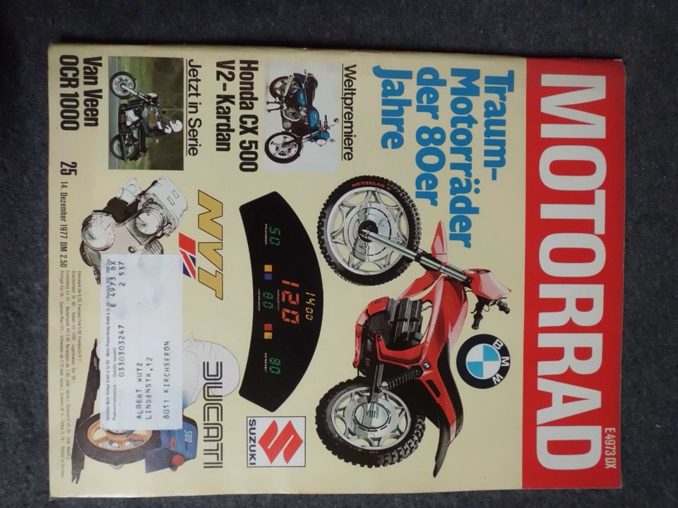 Das Motorrad 25/1977 u.A. Honda CX 500 Van Veen OCR 1000 in Kirchseeon