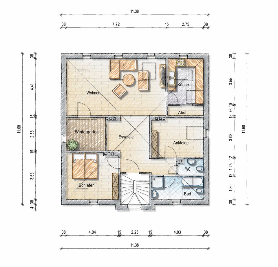 Kernsanierte Dachgeschoss-Wohnung mit Kamin und Wintergarten in Frankfurt am Main