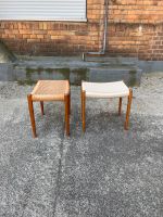 ◤ Niels Otto Möller 80A Vintage Hocker Stuhl Flur Bank Teakholz Holz Bank massiv Geflecht Papierkordel mid Century JL Møller Sessel Chair Mitte - Tiergarten Vorschau