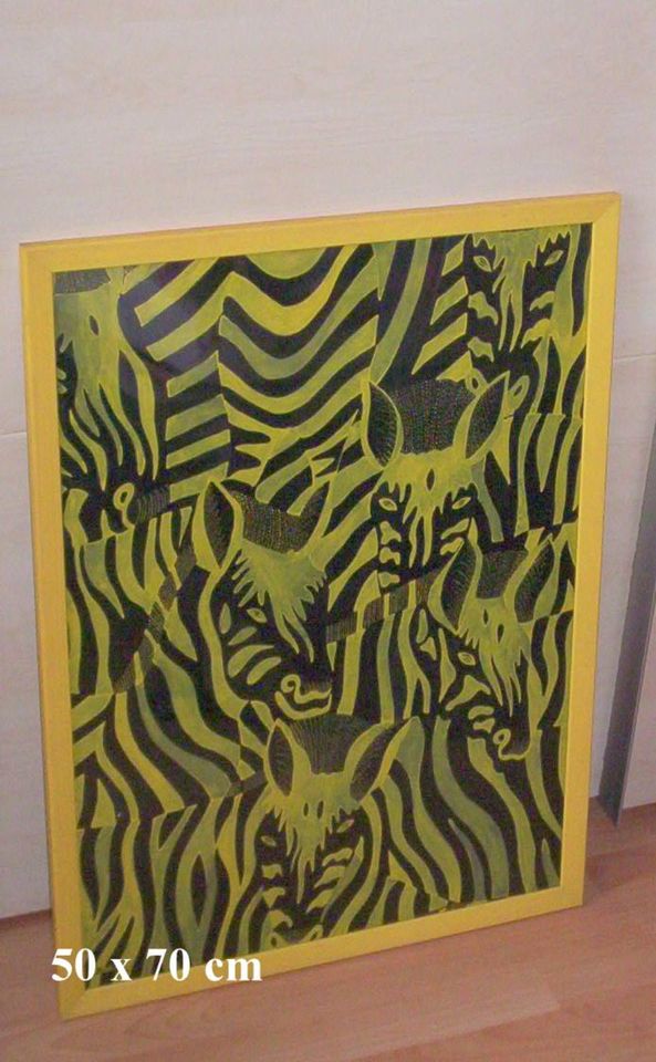 Bild mit Rahmen, 70 x 50 cm, Unikat, Zebras, Deko in Wesseling