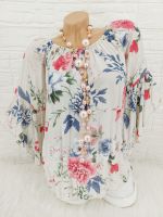 ITALY Tunika Sommer Shirt geblümt floral Blumen beige 36 38 40 42 Hessen - Darmstadt Vorschau