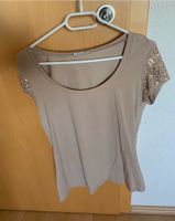 Orsay Beige T-Shirt mit Glitzer Pailletten Bayern - Dillingen (Donau) Vorschau