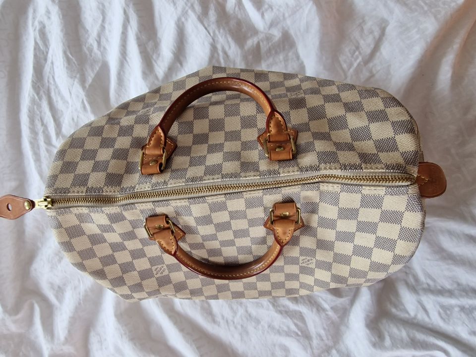 Original Louis Vuitton Handtasche Speedy Damier Azur 35 in Braunfels
