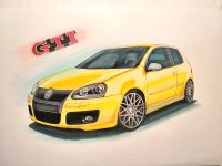 VW Golf 5 GTI Volkswagen selbstgemaltes Bild Unikat Niedersachsen - Friesoythe Vorschau