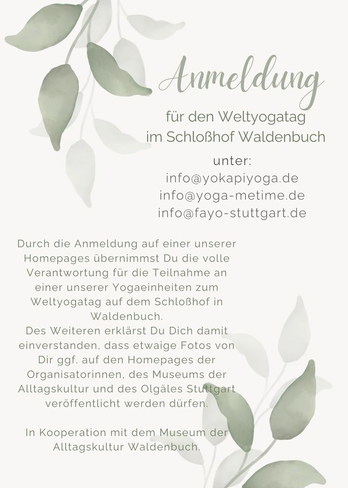 Charity Yoga zum Weltyogatag am 21.0624 in Waldenbuch in Dettenhausen