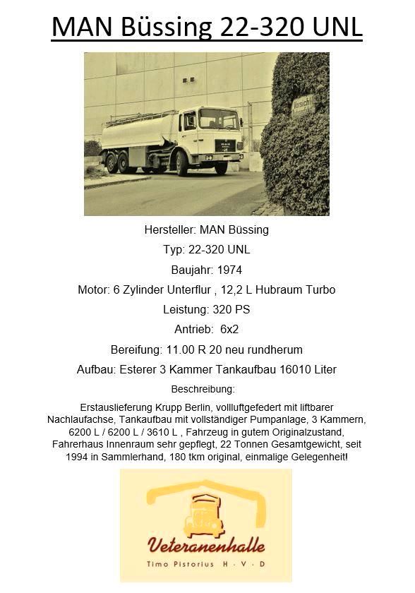 MAN Büssing LKW Oldtimer 22.320 UNL F8 Tankwagen Esterer Trilex in Selters