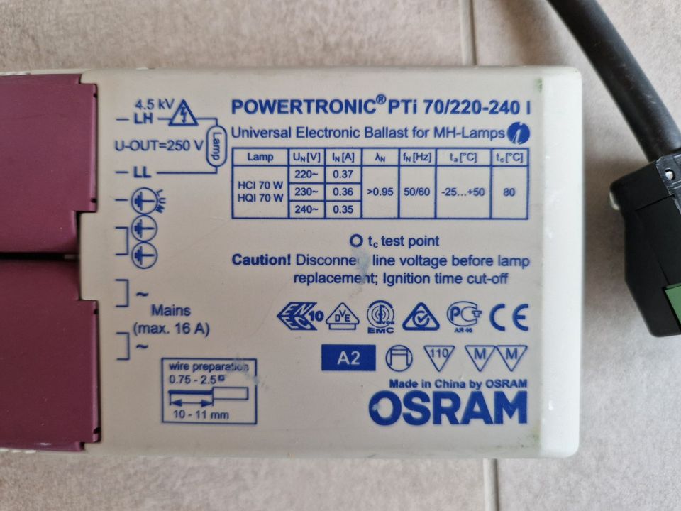 Vorschaltgerät Osram Powertronic PTI 70/220-240 70W 2Stück HQI in Teising