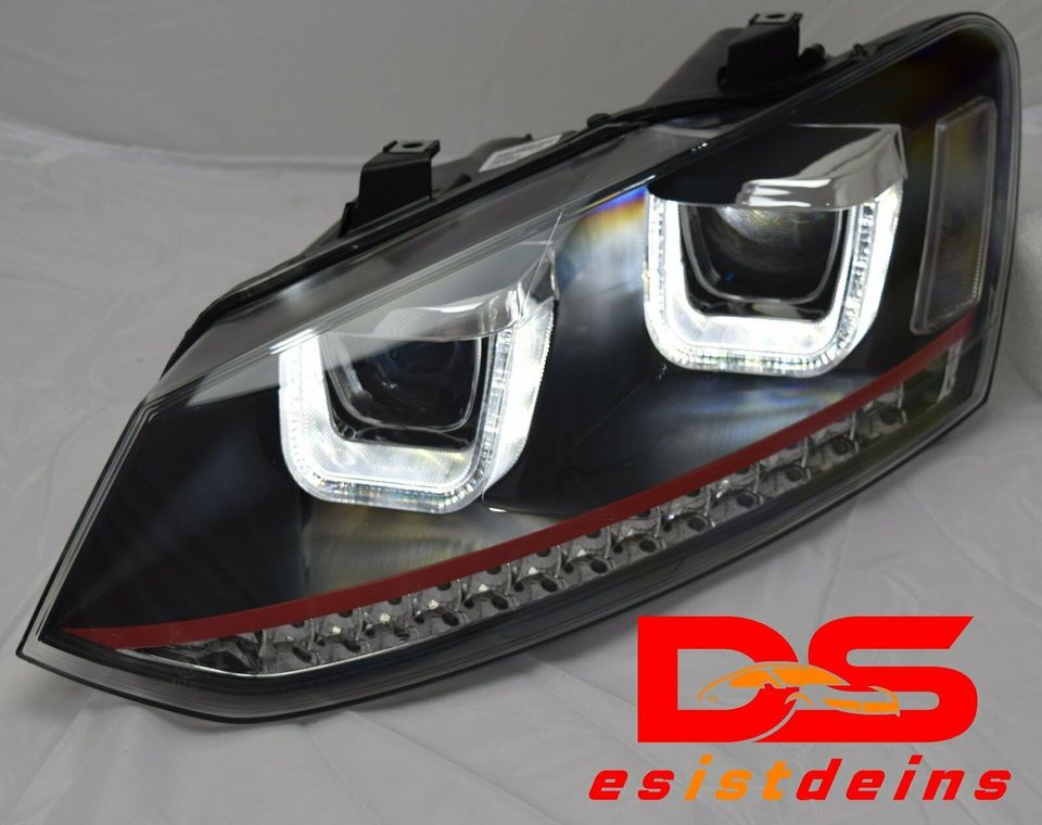 VW Polo 6R 6C Scheinwerfer Set rote Linie u. LED-Lauflichtblinker in Quickborn