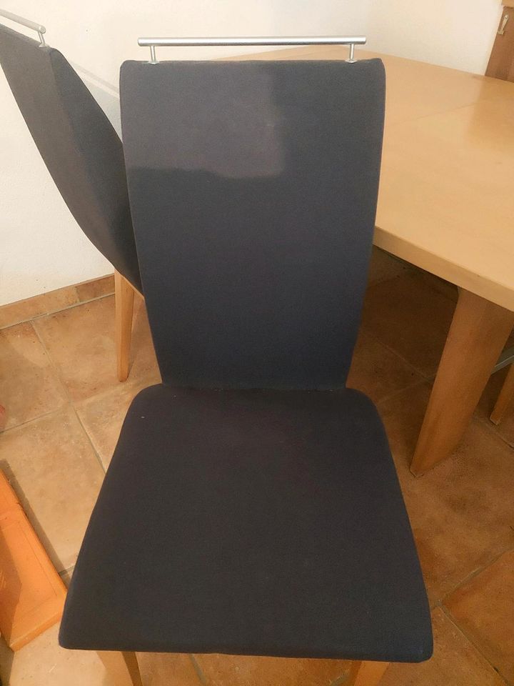 Esstisch (ausziehbar) Buche mit 6 Stühlen - Polster blau in Wang