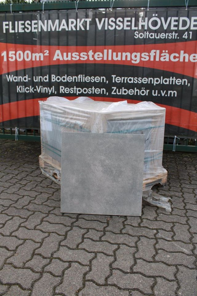 Feinsteinzeug Terrassenplatte Fliese Betonoptik grau 60x60x3cm in Visselhövede