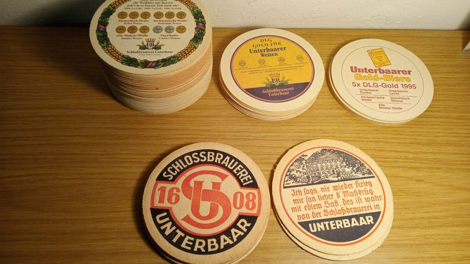 Unterbaar Schlossbrauerei 17 versch. Bierdeckel Aichach Friedberg in Dillingen (Donau)