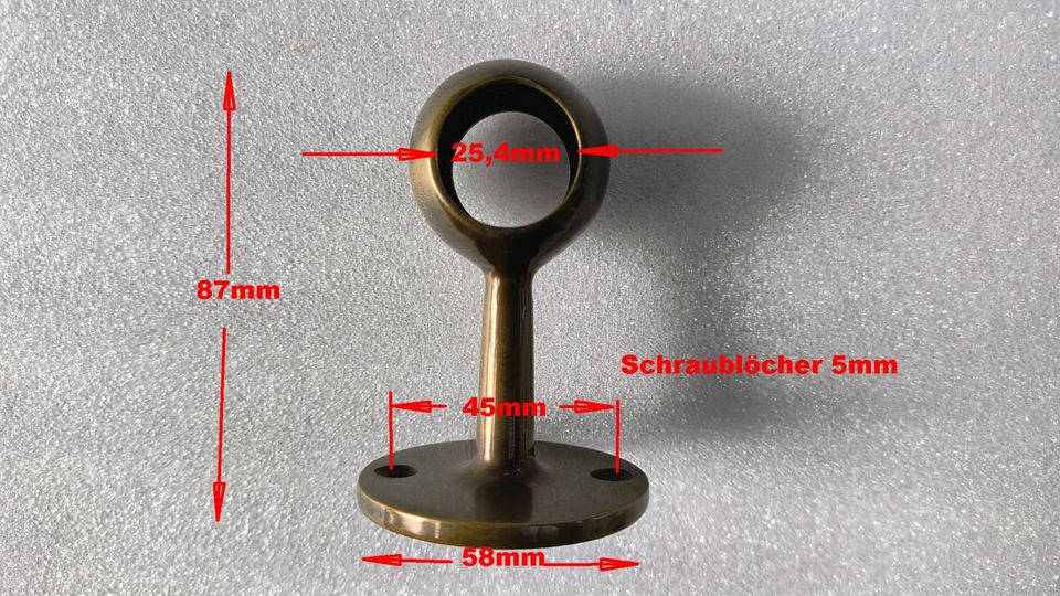 Seilträger, Seilhalter, Handlauf-Halter,  Messing, 1“ = 25,4mm in Bad Iburg