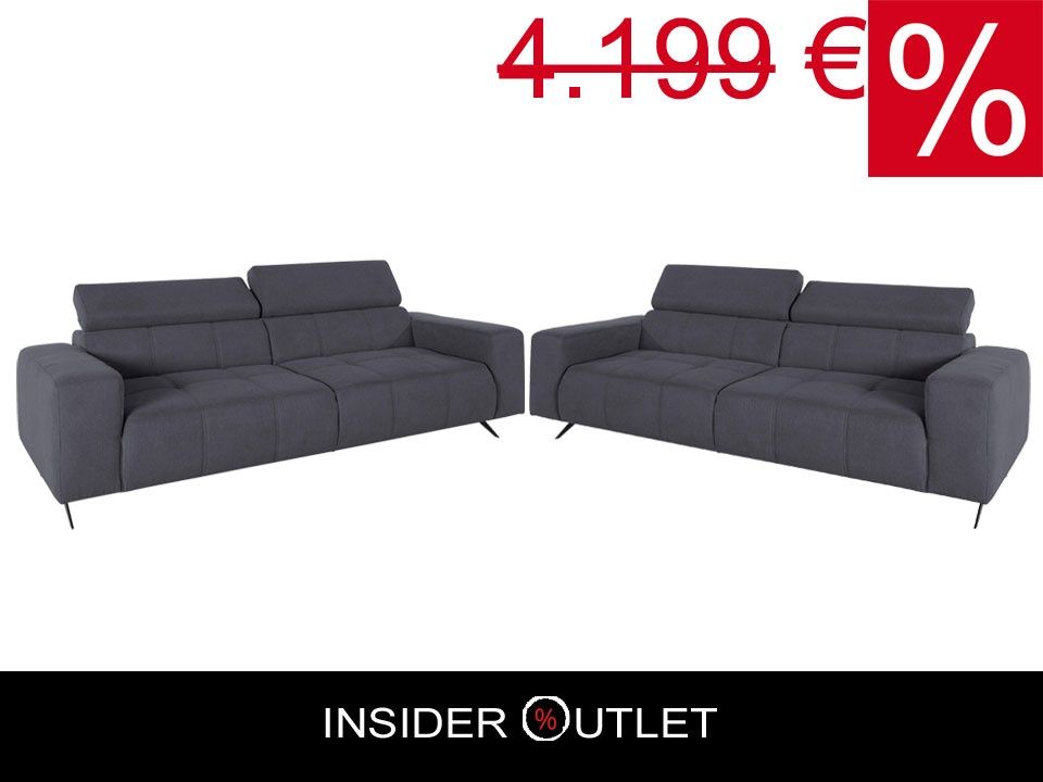 Sofa Garnitur 2 Stück 3-Sitzer 238cm Grau Luxus-Microfaser Trento in Köln