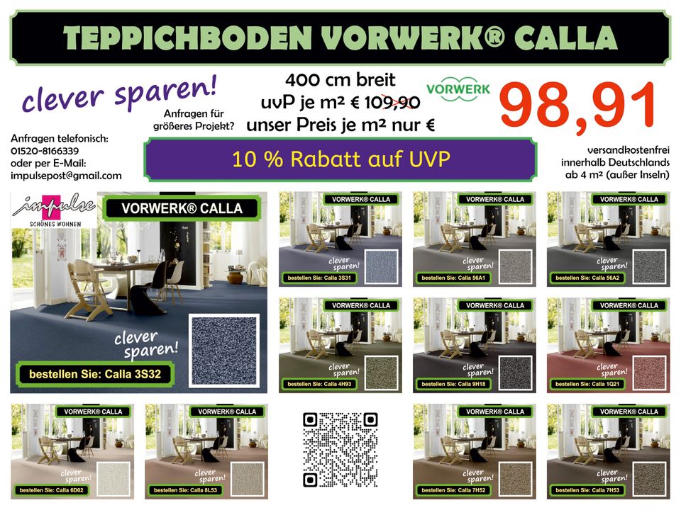 Teppichboden Vorwerk Calla versandkostenfrei ab 4 m² in Osloß