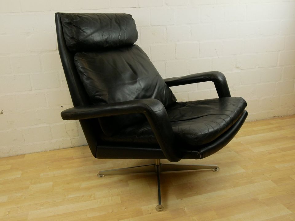 Kaufeld Sessel - Lounge Chair - Leder - Chrom/Schwarz - Vintage in Hiltrup