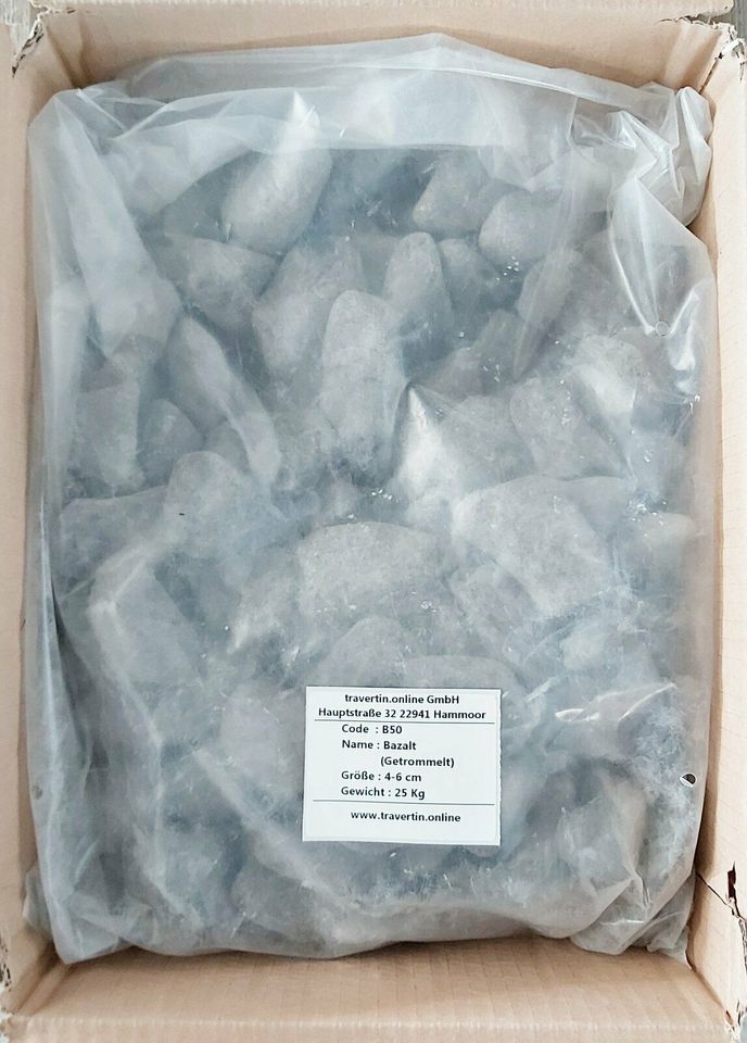 25 kg Sack Zierkies Basalt getrommelt 4-6 cm zum Schnäppchenpreis in Hammoor