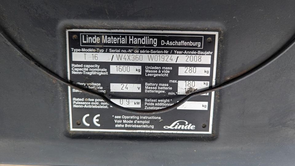 Linde T16 Niederhubwagen Ameise nur 1500Bh in Weiler b. Gevenich/Eifel