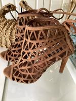 Zara Sandalette High Heel Veloursleder Gitteroptik braun Gr. 36 Leipzig - Knautkleeberg-Knauthain Vorschau