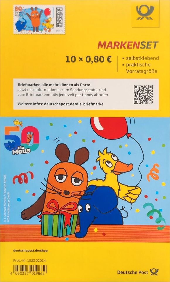 Die Maus wird 50 ▶︎10 Briefmarken à 0,80€ ◀︎ Sendung mit der Maus in Berlin