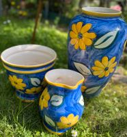 Bodenvase, Krug + Übertopf blau Blumen gelb Vase Müritz - Landkreis - Waren (Müritz) Vorschau