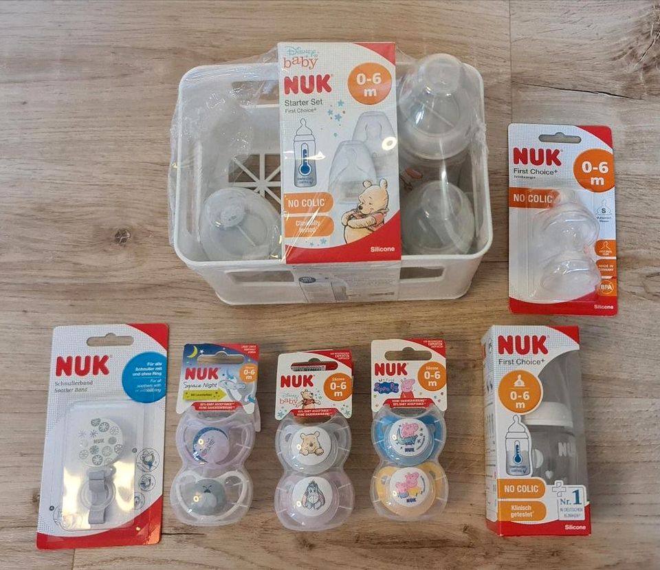 NUK-Set, 0-6 Monate, Schnuller, Flaschen, Sauger, neu in Rodewisch