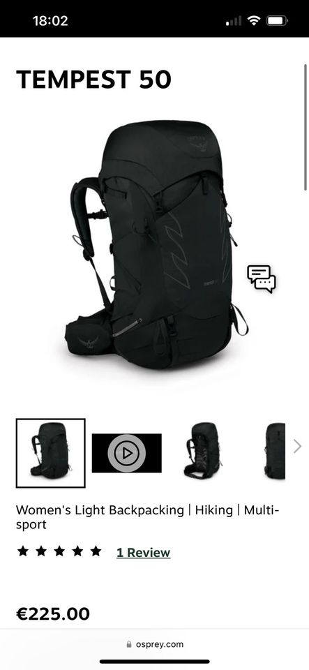 Backpack Osprey 50 Liter in Lauterbach (Hessen)