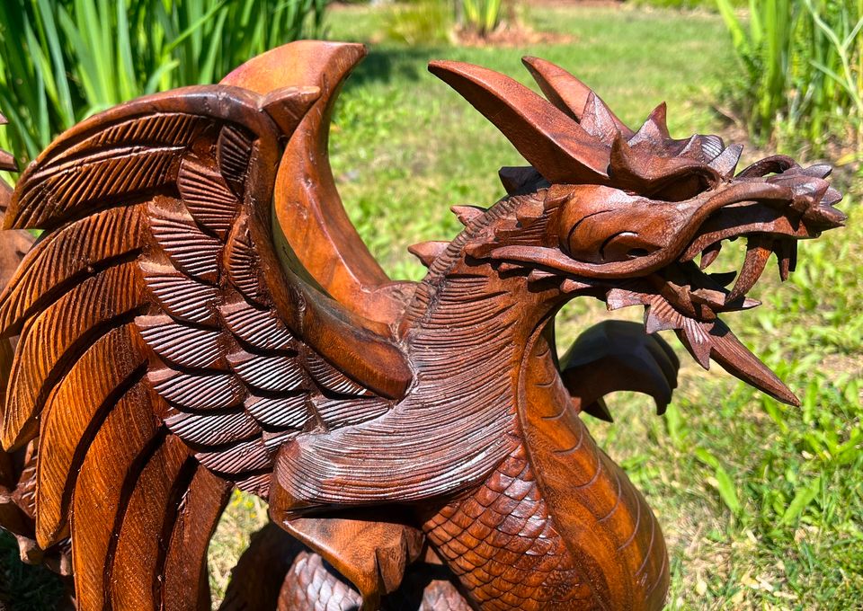 Drachen 42cm Flügel Bali Holzdrachen Holz Balidrachen Lindwurm in Essen