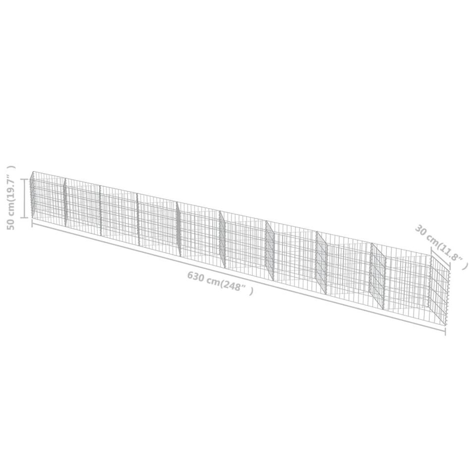 Gabionenwand Gartenzaun Sichtschutz Verzinkter Stahl 630x30x50cm in Bad Kissingen