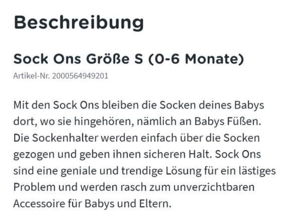 Sock ons Sockenhalter für Baby /Neugeborene 0-6M rosa in Klein Nordende