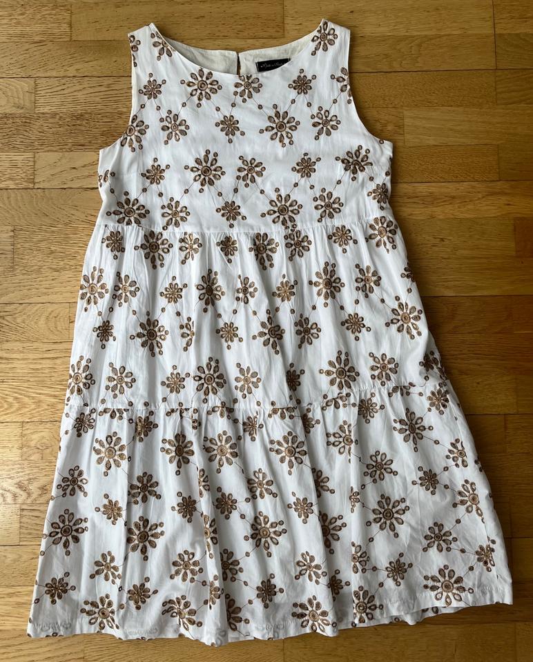 weißes Kleid mit hellbrauner Stickerei, neu, gefüttert, EHG in München