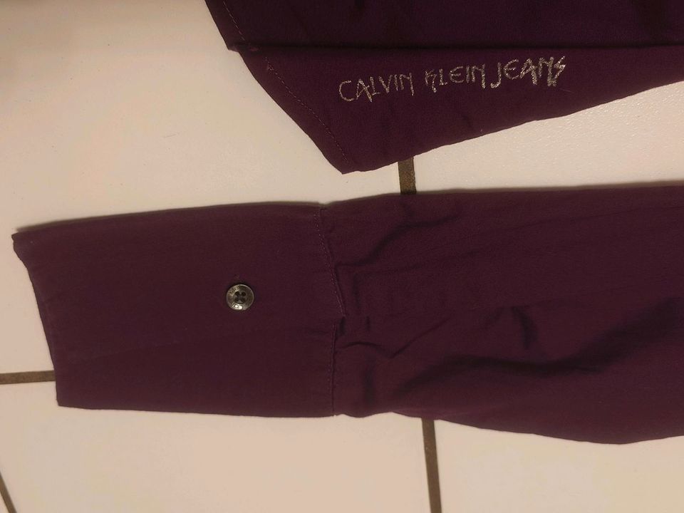 CALVIN KLEIN JEANS Bluse Damen Gr. 38 M lila violett Langarmbluse in Herrenberg