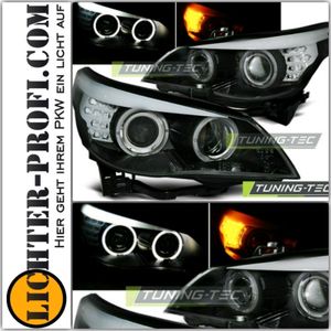 BMW 5er E60 / E61 Angel Eyes 03-10 DEPO v2 Scheinwerfer - Schwarz 