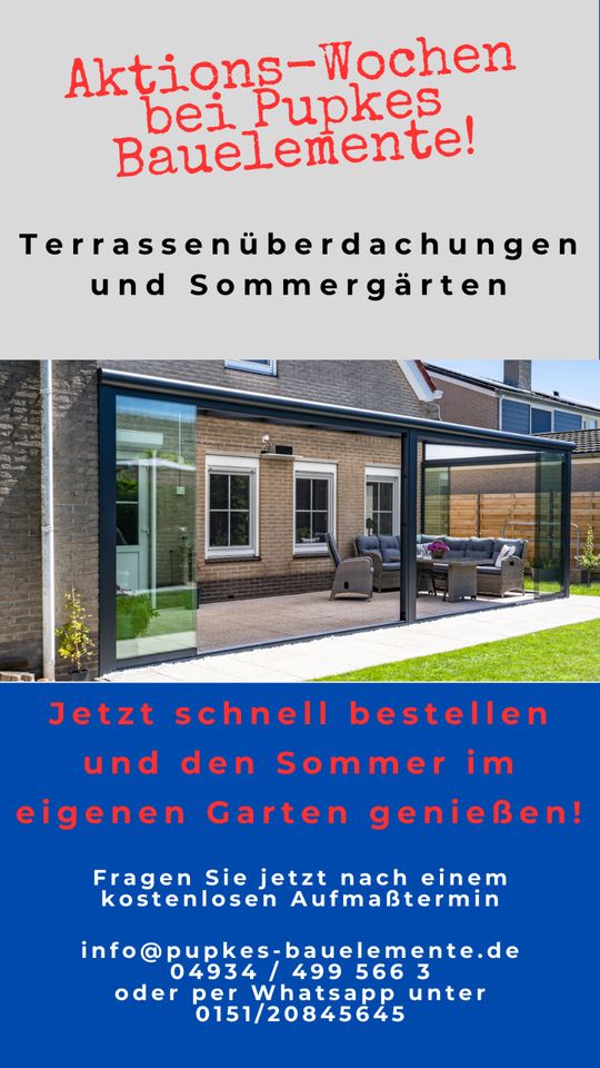 Terrassenüberdachung / Carport / Sommergarten / Markisen in Südbrookmerland